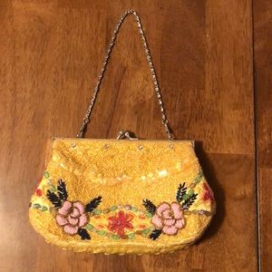 Yellow sequence special occasion/evening purse